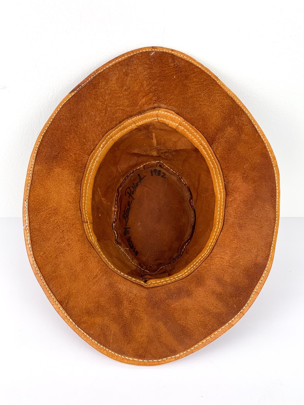 Vintage leather western hat distressed genuine leather cowboy hat handmade boho - Picture 6 of 11